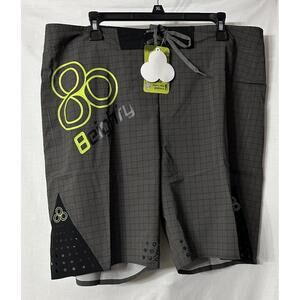 NWT 8eighty Hurricane Mens P-D880 Gray Board Shorts Swimming Trunks Size 36